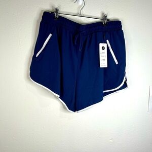 Otos Active Women’s Plus Size 1X Navy Blue Athletic Shorts Pockets Workout Gym